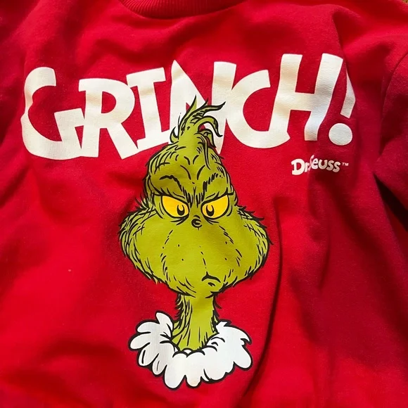 Grinch Kids Matching Set - Red & Heather Gray Holiday Loungewear - Picture 2 of 10